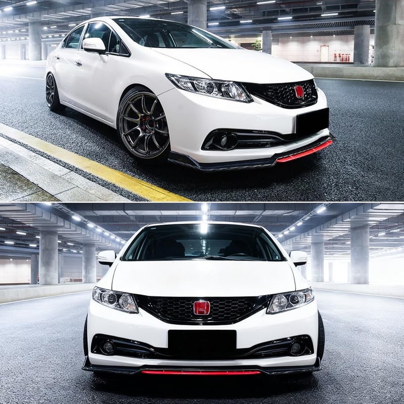 DREAMIZER Car Universal Front Bumper Lip 4pcs Body Kit Chin Spoiler Splitter Diffuser Protector Compatiable for Toyota Honda Nissan Hyundai and More (Red) - Image 2